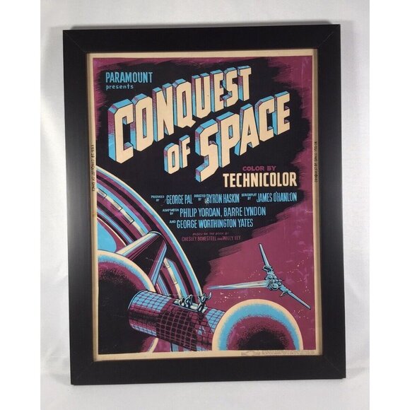 1955 Sci-fi Movie Poster “Conquest Of Space” Framed Reprint Man Cave Movie Room - Picture 1 of 8